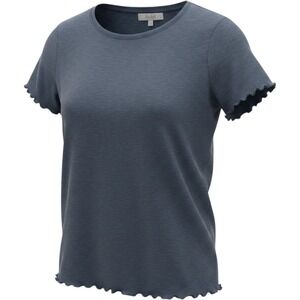Marled Reunited Clothing Women Navy Lettuce Edge Slub T-Shirt 818-CSB459 Size M